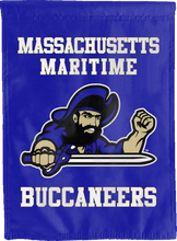 Load image into Gallery viewer, blue massachusetts maritime academy buccaneers double sided house flag for game day decor
