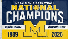 Load image into Gallery viewer, Michigan Basketball 2-Time March Madness Champions Flag for college dorm decor
