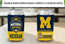 Load image into Gallery viewer, michigan ncaa men's basketball national champions 2026 logo reading correctly on both sides of can cooler
