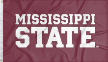 Load image into Gallery viewer, mississippi state university flag with mississippi state logo for college dorm decor
