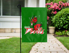 Load image into Gallery viewer, green mississippi valley state delta devils double sided garden flag hung for yard decor
