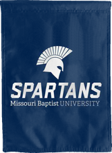 Load image into Gallery viewer, blue missouri baptist university double sided house flag for game day decor

