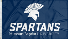 Load image into Gallery viewer, blue missouri baptist university spartans flag for college dorm decor

