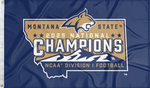 Load image into Gallery viewer, blue montana state football division one national champions 2025 flag for college dorm decor
