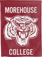 Load image into Gallery viewer, red morehouse college double sided house flag with maroon tiger logo for man cave decor
