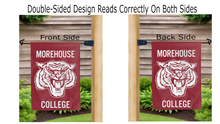 Load image into Gallery viewer, morehouse college maroon tiger logo reading correctly on both sides of maroon double sided garden flag
