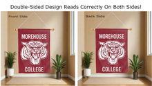 Load image into Gallery viewer, morehouse college maroon tiger logo reading correctly on both sides of maroon double sided house flag
