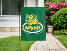 Load image into Gallery viewer, green mssu lions double sided garden flag for yard decor
