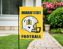 Load image into Gallery viewer, gold murray state football garden flag hung outside for yard decor
