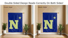Load image into Gallery viewer, naval academy N star logo reading correctly on both sides of house flag
