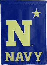 Load image into Gallery viewer, naval academy house flag with navy N logo for man cave decor
