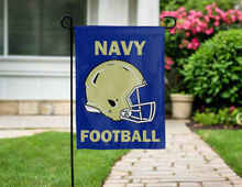 Load image into Gallery viewer, blue navy football double sided garden flag hung for yard decor
