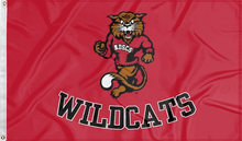 Load image into Gallery viewer, red ndscs wildcats flag for college dorm decor
