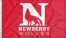 Load image into Gallery viewer, red newberry college wolves flag for college dorm decor
