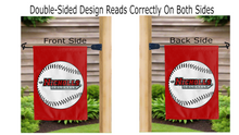 Load image into Gallery viewer, nicholls state baseball logo reading correctly on both sides of garden flag
