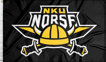 Load image into Gallery viewer, black nku norse flag for college dorm decor
