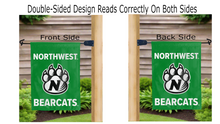 Load image into Gallery viewer, northwest bearcats logo reading correctly on both sides of garden flag
