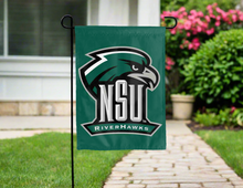 Load image into Gallery viewer, green nsu riverhawks double sided garden flag for yard decor
