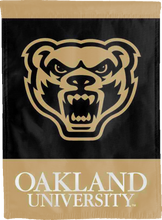 Load image into Gallery viewer, gold and black oakland university double sided house flag for man cave decor
