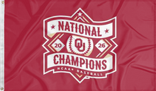 Load image into Gallery viewer, oklahoma baseball college world series 2026 champions flag for college dorm decor
