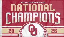 Load image into Gallery viewer, oklahoma sooners college world series national champions flag for college dorm decor

