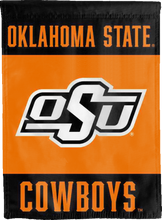 Load image into Gallery viewer, oklahoma state osu cowboys double sided house flag for college dorm decor
