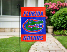 Load image into Gallery viewer, orange and blue florida gators double sided garden flag for yard decor

