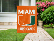 Load image into Gallery viewer, orange university of miami double sided garden flag for yard decor
