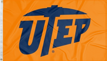 Load image into Gallery viewer, orange utep miners flag for college dorm decor
