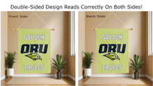 Load image into Gallery viewer, oru golden eagles logo reading correctly on both sides of house flag
