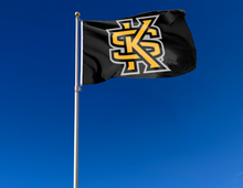 Load image into Gallery viewer, outdoor display of black kennesaw state university flag for tailgate decor
