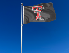 Load image into Gallery viewer, outdoor display of black texas tech university flag for tailgate decor
