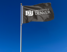 Load image into Gallery viewer, outdoor display of black university of denver flag for tailgate decor
