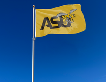 Load image into Gallery viewer, outdoor display of gold alabama state university flag for tailgate decor
