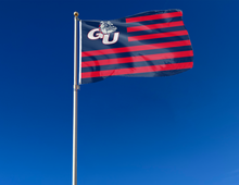 Load image into Gallery viewer, outdoor display of gonzaga bulldogs flag with usa flag style background for tailgate decor
