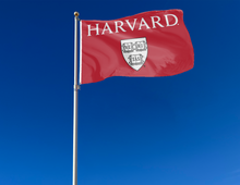 Load image into Gallery viewer, outdoor display of red harvard university 3x5 flag for tailgate decor
