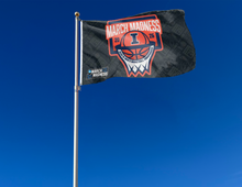 Load image into Gallery viewer, outdoor display of illinois basketball march madness 2026 flag for tailgate decor
