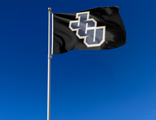 Load image into Gallery viewer, outdoor display of black john carroll university flag for tailgate decor
