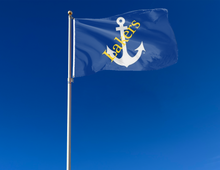 Load image into Gallery viewer, outdoor display of blue lake superior state university lakers flag for tailgate decor
