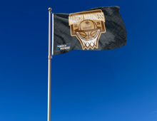 Load image into Gallery viewer, outdoor display of lehigh basketball march madness 2026 flag for tailgate decor
