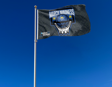 Load image into Gallery viewer, outdoor display of mcneese state basketball march madness 2026 flag for tailgate decor
