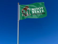Load image into Gallery viewer, outdoor display of minot state university beavers flag for tailgate decor
