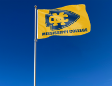 Load image into Gallery viewer, outdoor display of mississippi college flag for tailgate decor
