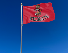 Load image into Gallery viewer, outdoor display of ndscs wildcats flag for tailgate decor
