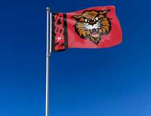 Load image into Gallery viewer, outdoor display of north dakota state college of science wildcats flag for tailgate decor
