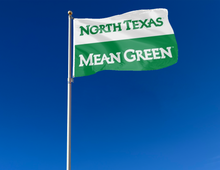 Load image into Gallery viewer, outdoor display of north texas mean green flag for tailgate decor
