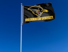 Load image into Gallery viewer, outdoor display of ohio dominican university flag for tailgate decor
