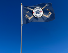 Load image into Gallery viewer, outdoor display of penn state hockey flag for tailgate decor
