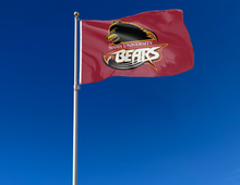 Load image into Gallery viewer, outdoor display of shaw university bears flag for tailgate decor
