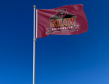 Load image into Gallery viewer, outdoor display of shaw university flag for tailgate decor
